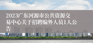 2023广东河源市公共资源交易中心关于招聘编外人员1人公告 
