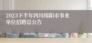 2023下半年四川绵阳市事业单位招聘总公告