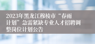 2023年黑龙江穆棱市“春雨计划”急需紧缺专业人才招聘调整岗位计划公告