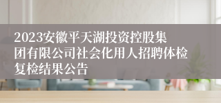 2023安徽平天湖投资控股集团有限公司社会化用人招聘体检复检结果公告