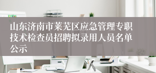 山东济南市莱芜区应急管理专职技术检查员招聘拟录用人员名单公示