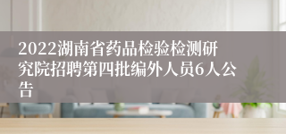 2022湖南省药品检验检测研究院招聘第四批编外人员6人公告