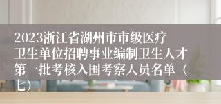 2023浙江省湖州市市级医疗卫生单位招聘事业编制卫生人才第一批考核入围考察人员名单（七）