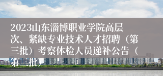 2023山东淄博职业学院高层次、紧缺专业技术人才招聘（第三批）考察体检人员递补公告（第三批）