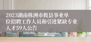 2023湖南株洲市攸县事业单位招聘工作人员和引进紧缺专业人才59人公告