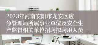 2023年河南安阳市龙安区应急管理局所属事业单位及安全生产监督相关单位招聘拟聘用人员公示