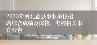 2023年河北蠡县事业单位招聘综合成绩及体检、考核相关事宜公告