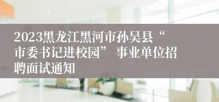 2023黑龙江黑河市孙吴县“市委书记进校园” 事业单位招聘面试通知