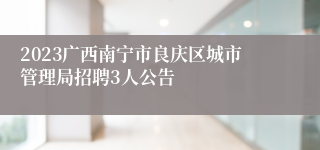 2023广西南宁市良庆区城市管理局招聘3人公告