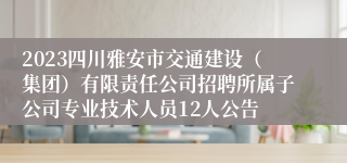 2023四川雅安市交通建设（集团）有限责任公司招聘所属子公司专业技术人员12人公告