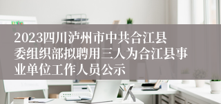 2023四川泸州市中共合江县委组织部拟聘用三人为合江县事业单位工作人员公示