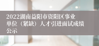 2022湖南益阳市资阳区事业单位（紧缺）人才引进面试成绩公示