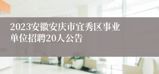 2023安徽安庆市宜秀区事业单位招聘20人公告