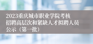 2023重庆城市职业学院考核招聘高层次和紧缺人才拟聘人员公示（第一批）
