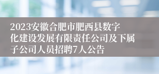 2023安徽合肥市肥西县数字化建设发展有限责任公司及下属子公司人员招聘7人公告