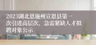 2023湖北恩施州宣恩县第一次引进高层次、急需紧缺人才拟聘对象公示