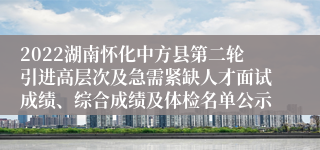 2022湖南怀化中方县第二轮引进高层次及急需紧缺人才面试成绩、综合成绩及体检名单公示