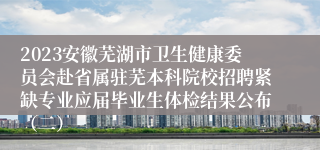 2023安徽芜湖市卫生健康委员会赴省属驻芜本科院校招聘紧缺专业应届毕业生体检结果公布（二）