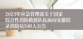 2023年应急管理部关于国家综合性消防救援队伍面向安徽招录消防员540人公告