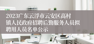 2023广东云浮市云安区高村镇人民政府招聘后勤服务人员拟聘用人员名单公示