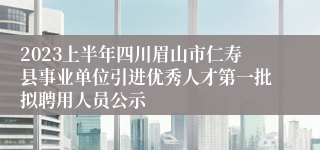 2023上半年四川眉山市仁寿县事业单位引进优秀人才第一批拟聘用人员公示