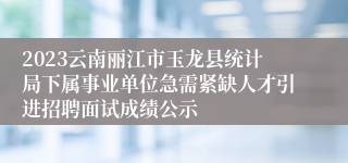 2023云南丽江市玉龙县统计局下属事业单位急需紧缺人才引进招聘面试成绩公示