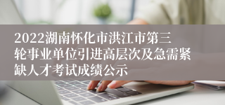 2022湖南怀化市洪江市第三轮事业单位引进高层次及急需紧缺人才考试成绩公示