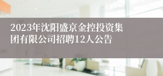 2023年沈阳盛京金控投资集团有限公司招聘12人公告