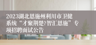 2023湖北恩施州利川市卫健系统“才聚荆楚?智汇恩施”专项招聘面试公告