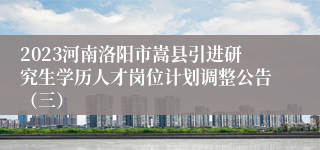 2023河南洛阳市嵩县引进研究生学历人才岗位计划调整公告（三）