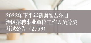 2023年下半年新疆维吾尔自治区招聘事业单位工作人员分类考试公告（2759）