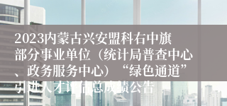 2023内蒙古兴安盟科右中旗部分事业单位（统计局普查中心、政务服务中心）“绿色通道”引进人才评估总成绩公告