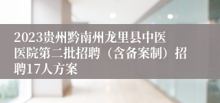 2023贵州黔南州龙里县中医医院第二批招聘（含备案制）招聘17人方案