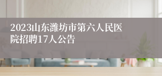 2023山东潍坊市第六人民医院招聘17人公告