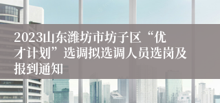 2023山东潍坊市坊子区“优才计划”选调拟选调人员选岗及报到通知