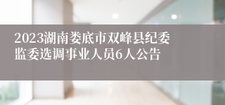 2023湖南娄底市双峰县纪委监委选调事业人员6人公告