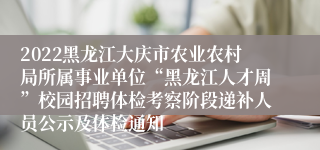 2022黑龙江大庆市农业农村局所属事业单位“黑龙江人才周”校园招聘体检考察阶段递补人员公示及体检通知