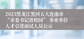2023黑龙江黑河五大连池市“市委书记进校园” 事业单位人才引进面试人员公示