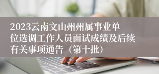 2023云南文山州州属事业单位选调工作人员面试成绩及后续有关事项通告（第十批）