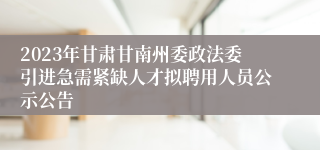 2023年甘肃甘南州委政法委引进急需紧缺人才拟聘用人员公示公告