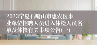 2023宁夏石嘴山市惠农区事业单位招聘人员进入体检人员名单及体检有关事项公告(一)