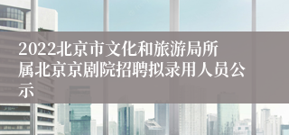 2022北京市文化和旅游局所属北京京剧院招聘拟录用人员公示