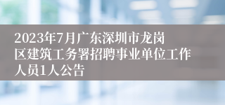 2023年7月广东深圳市龙岗区建筑工务署招聘事业单位工作人员1人公告