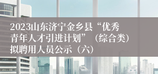 2023山东济宁金乡县“优秀青年人才引进计划”（综合类）拟聘用人员公示（六）