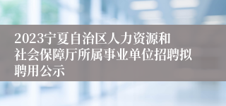 2023宁夏自治区人力资源和社会保障厅所属事业单位招聘拟聘用公示