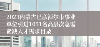 2023内蒙古巴彦淖尔市事业单位引进1051名高层次急需紧缺人才需求目录