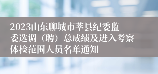 2023山东聊城市莘县纪委监委选调（聘）总成绩及进入考察体检范围人员名单通知