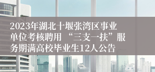 2023年湖北十堰张湾区事业单位考核聘用 “三支一扶”服务期满高校毕业生12人公告