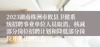 2023湖南株洲市攸县卫健系统招聘事业单位人员取消、核减部分岗位招聘计划和降低部分岗位开考比例公告