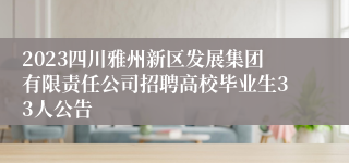2023四川雅州新区发展集团有限责任公司招聘高校毕业生33人公告